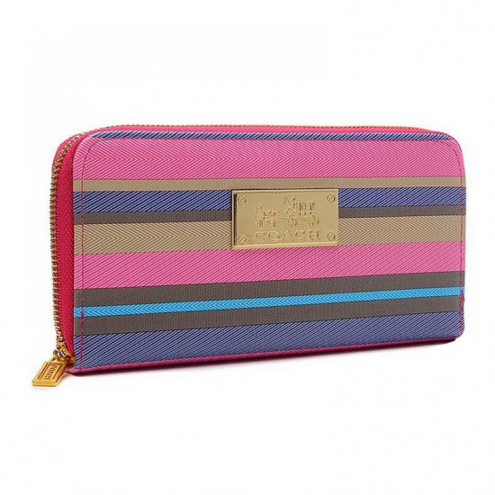 Coach Poppy Striped Large Pink Multi Wallets EVC | Coach Outlet Canada